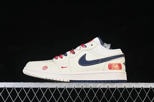 All categories Air Jordan Jordan series basketball shoes Air Jordan 1 Low High-end customized low-top sneakers Air Jordan 1 Low AJ1 Joe 1 Year of the Horse limited edition beige and black double bottom high-end customized low-top retro basketball shoes FC7688-198